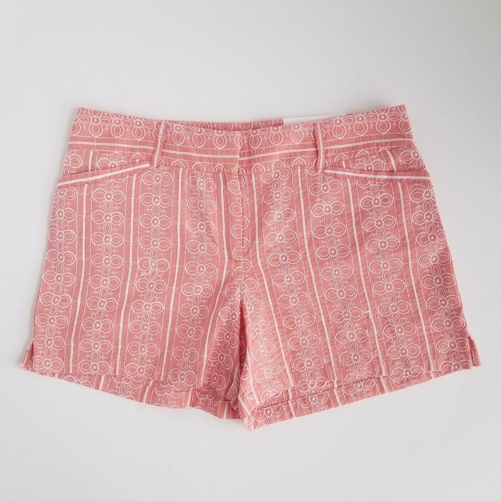 Ann Taylor Loft Outlet Embroidered 4" Shorts Womens 4 Chino Pink New w/ Tag NWT